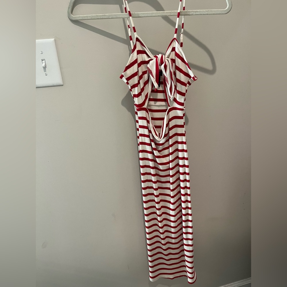 Red and White Striped Dress